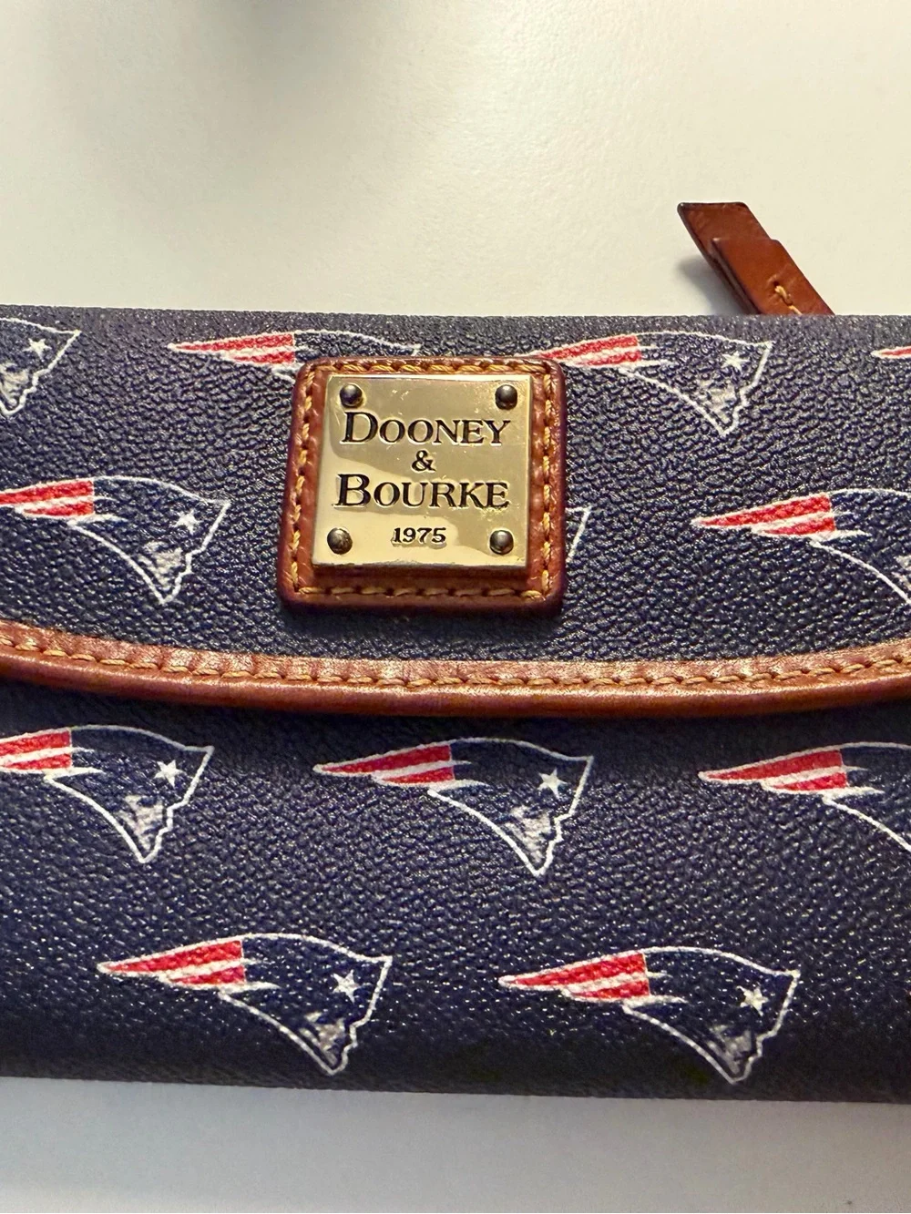 Dooney & Bourke Navy and Brown New England Patriots Dome Satchel Set